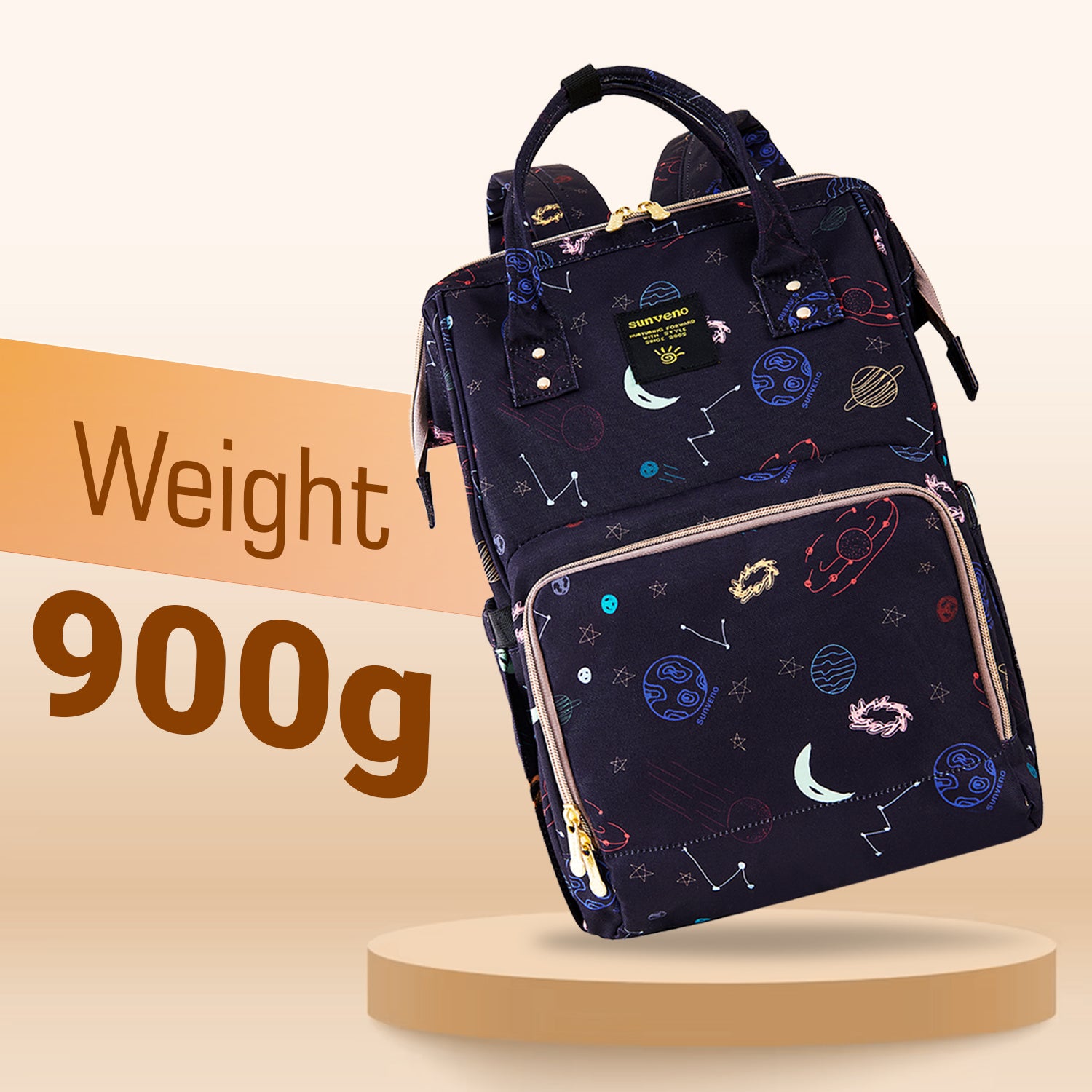 حقيبة حفاضات صن فينو مع منفذ شحن USB وسجادة تغيير الحفاضات - أزرق دريم جالاكسي