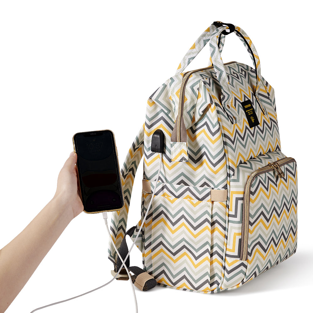 SUNVENO Diaper Bag - Yellow wave