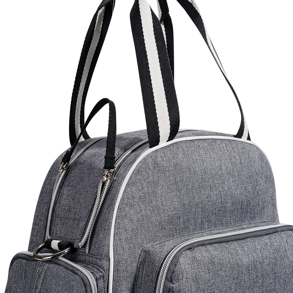 SUNVENO Signature Maternity Diaper bag - Grey + Stroller Hooks
