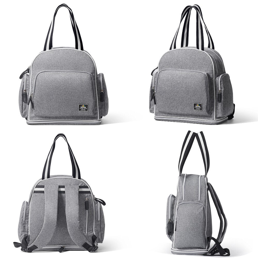 SUNVENO Signature Maternity Diaper bag - Grey + Stroller Hooks