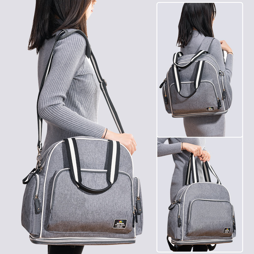 SUNVENO Signature Maternity Diaper bag - Grey + Stroller Hooks
