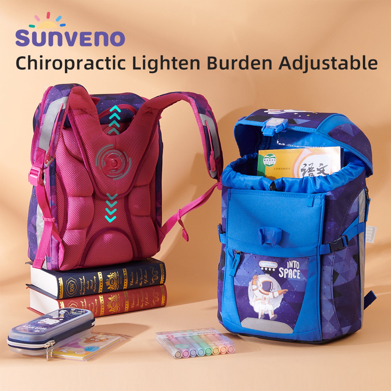 SUNVENO Ergonomic School Bag Space - Blue