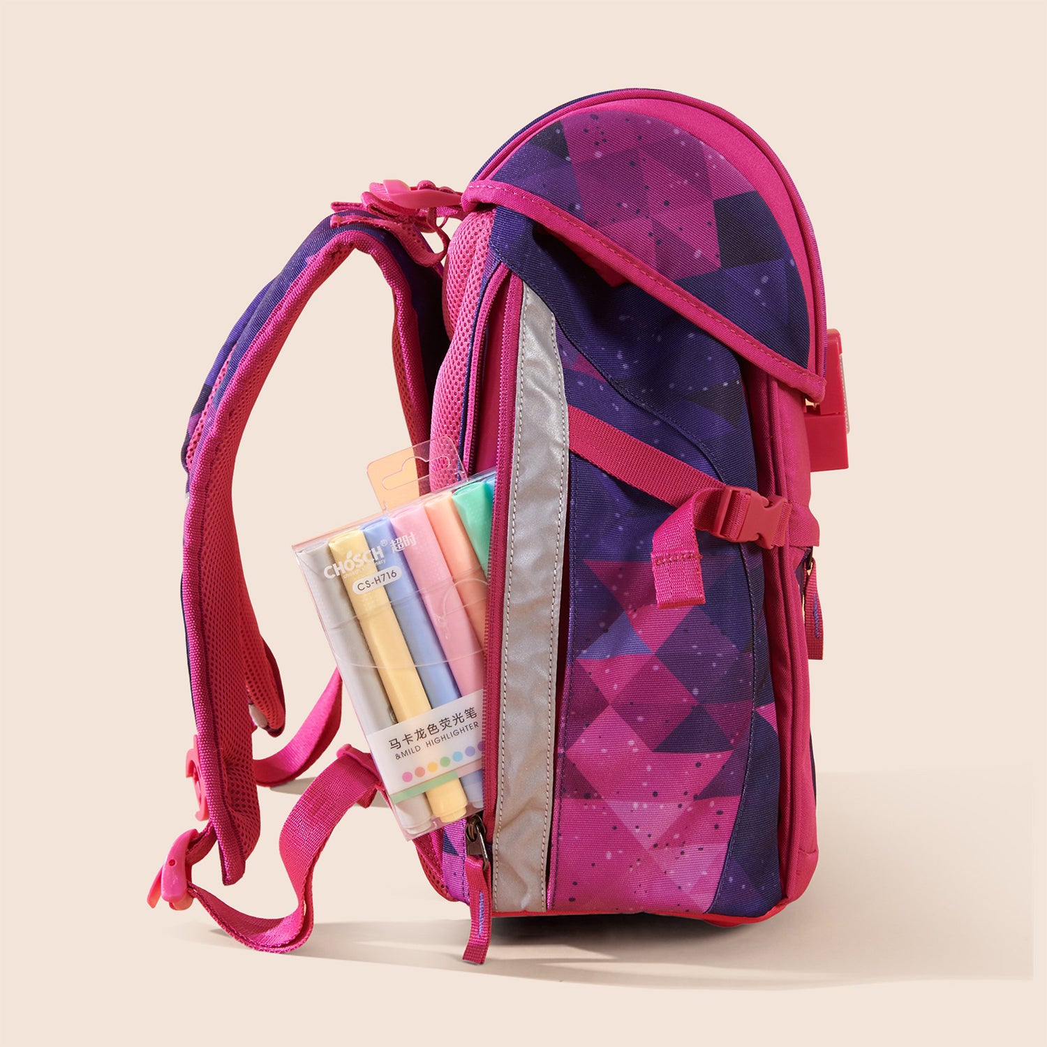 SUNVENO Ergonomic School Bag Mermaid - Pink