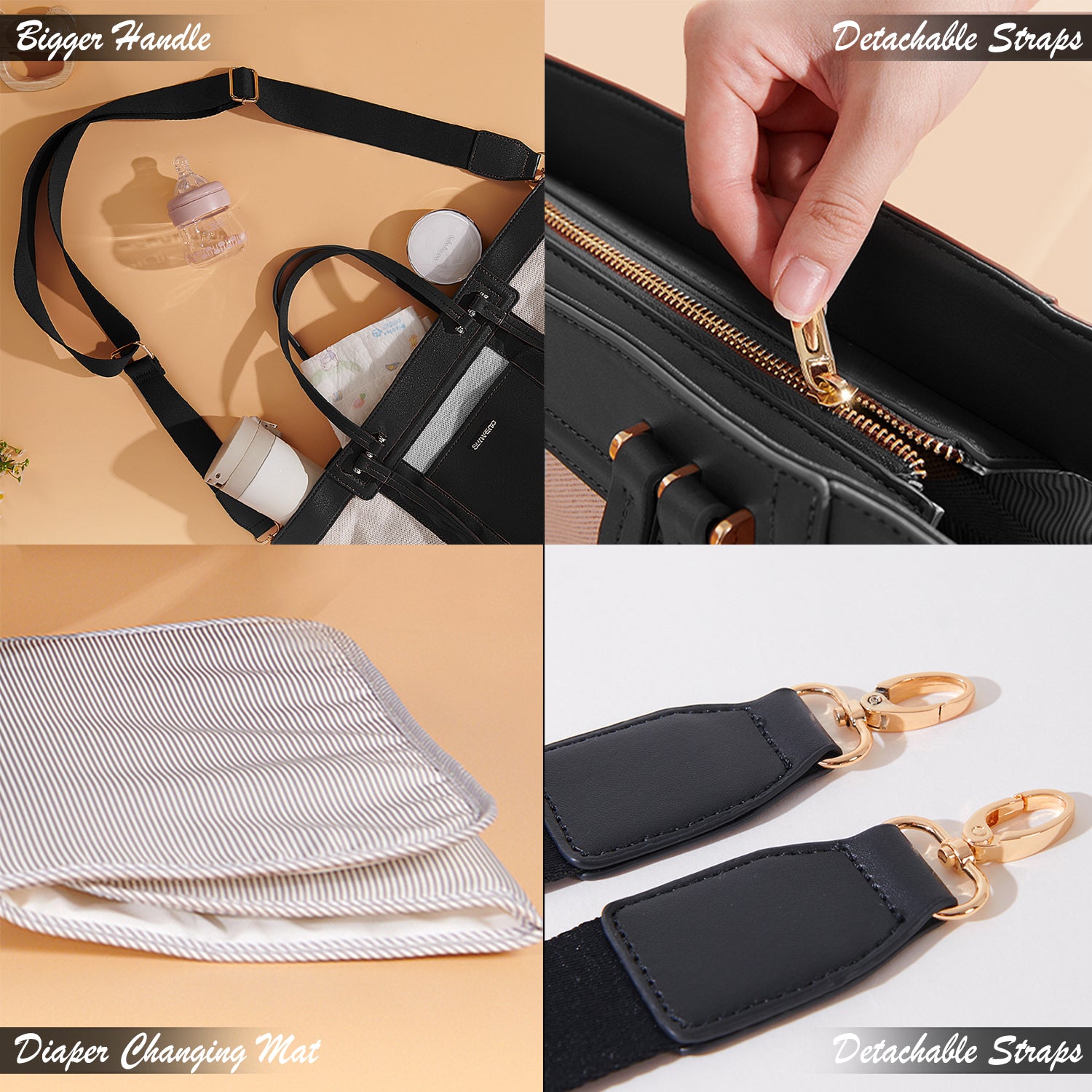 SUNVENO La Mode Premium Diaper Bag - Black