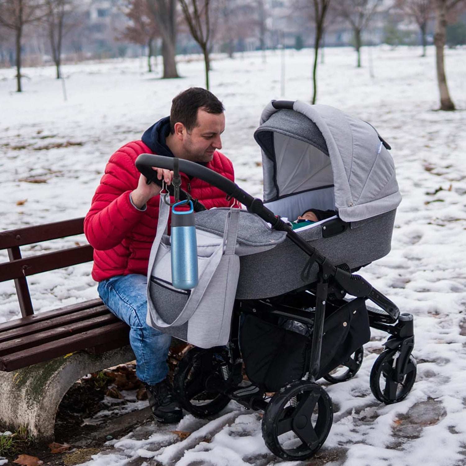 SUNVENO 360° Rotatable and Adjustable Velcro Strap Universal Multipurpose Stroller Hooks (2Pcs)