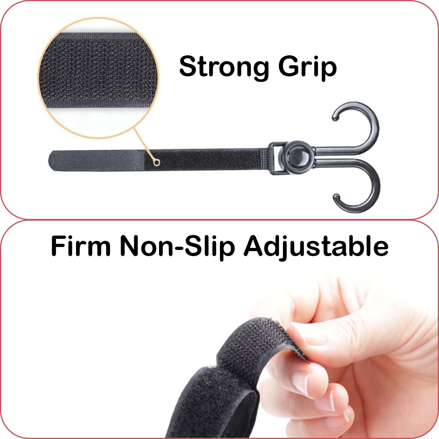SUNVENO 360° Rotatable and Adjustable Velcro Strap Universal Multipurpose Stroller Hooks (2Pcs)