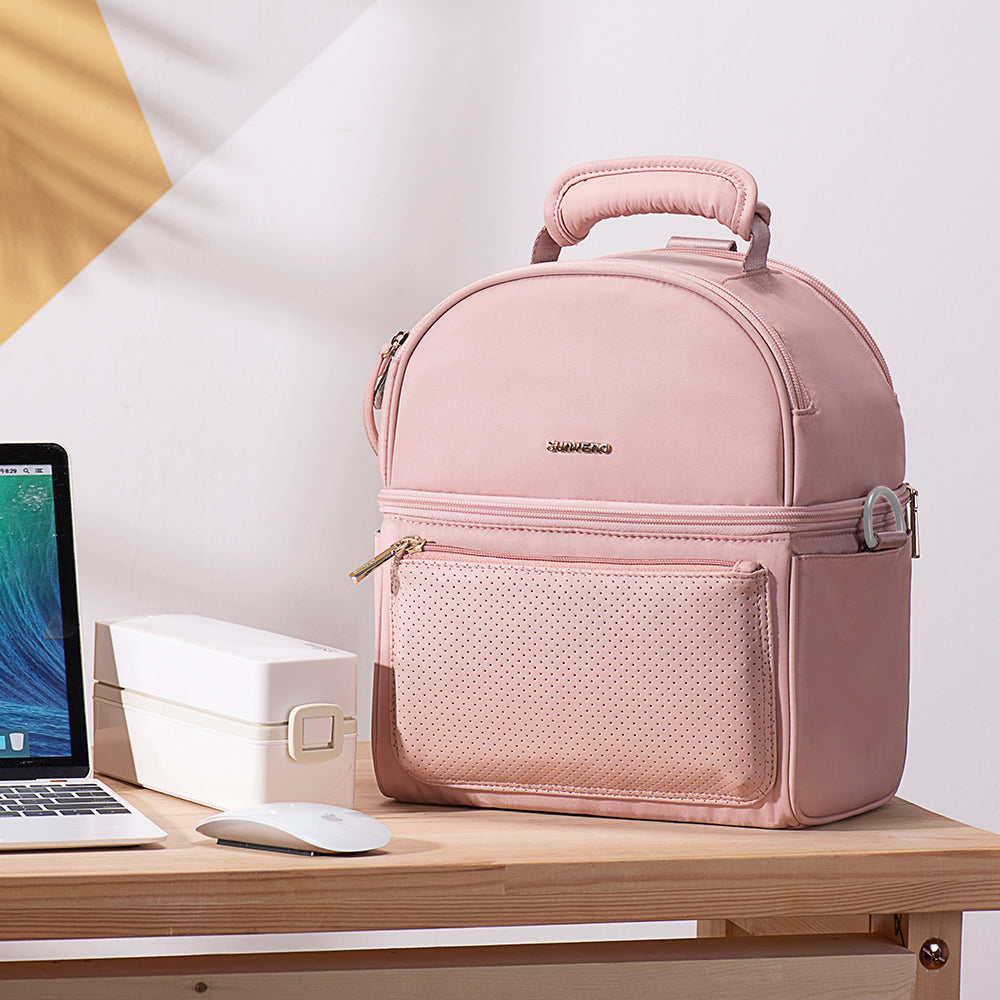 صن فينو - حقيبة غداء معزولة مع علبة حرارية - وردي