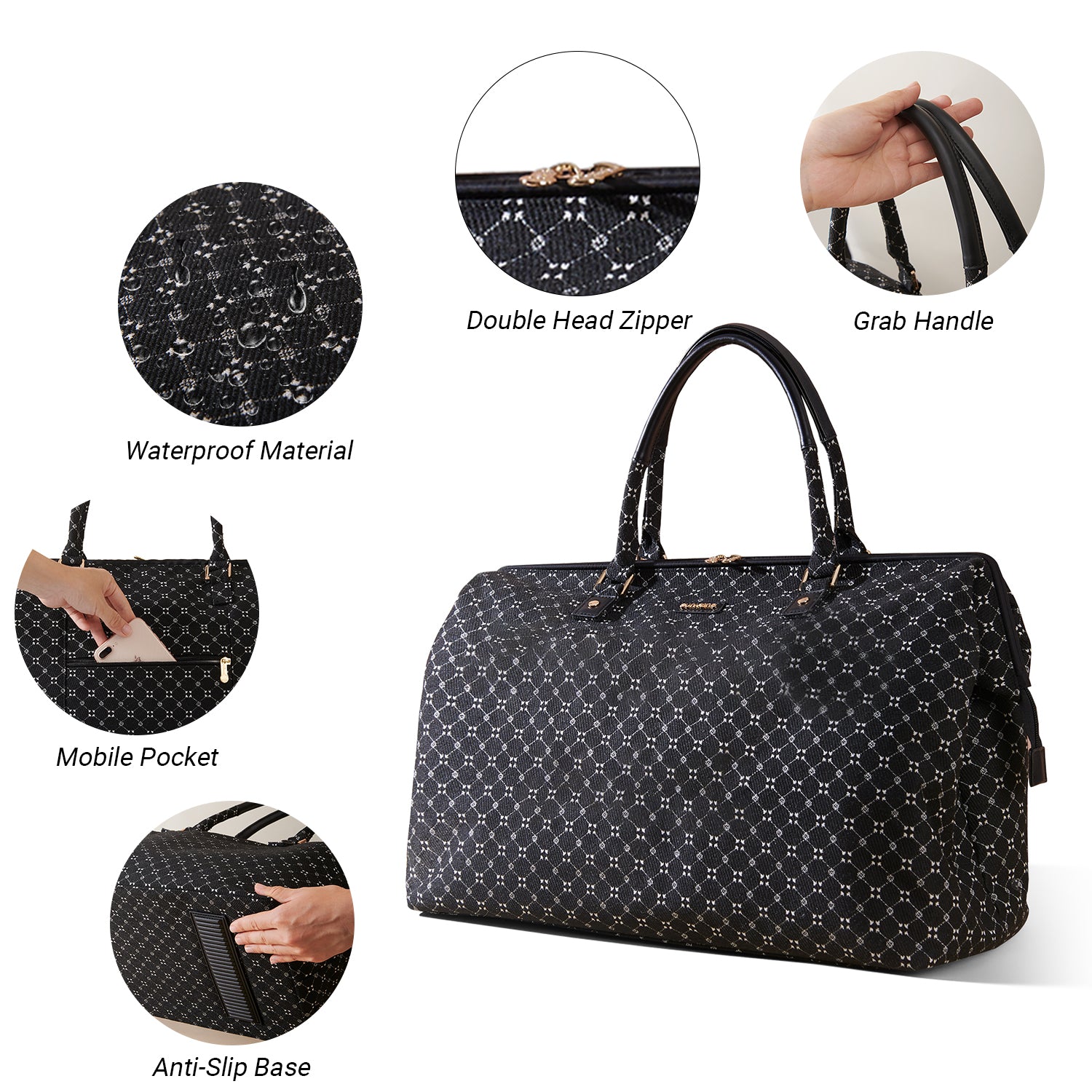 SUNVENO Mommy Fashion Diaper Bag - Black