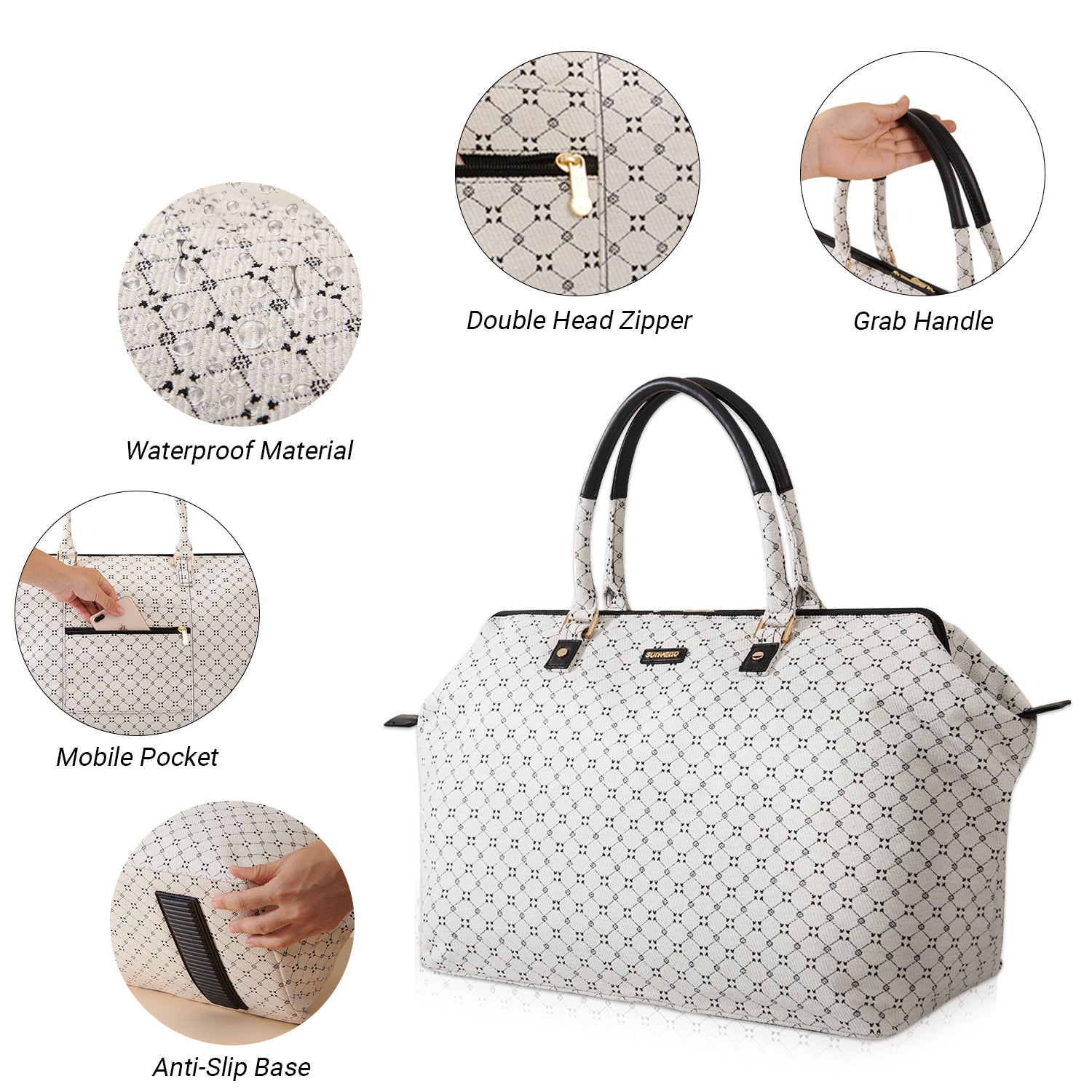 SUNVENO Mommy Fashion Diaper Bag - White