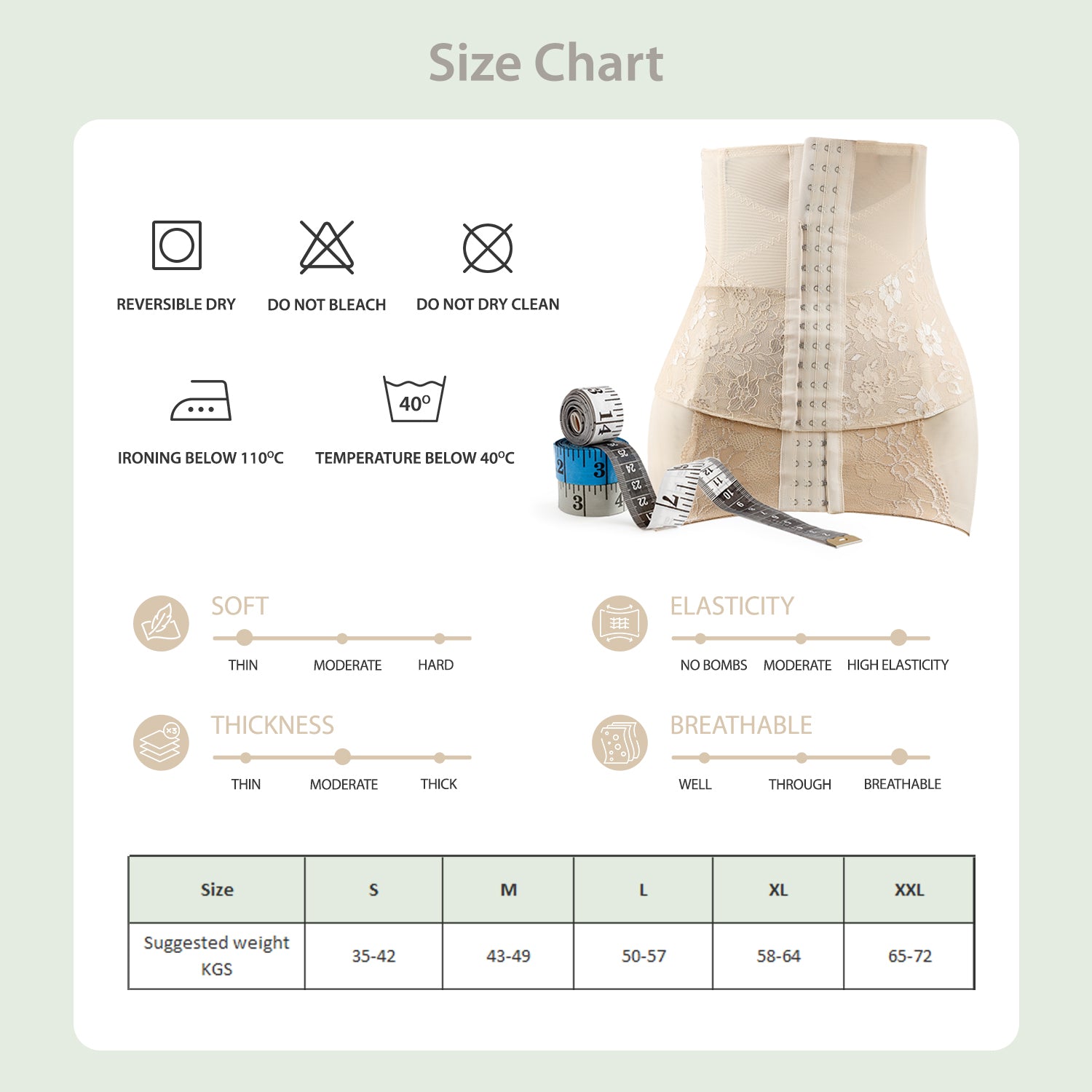 SUNVENO 2 in 1 Body Shaper Combo - Beige, M