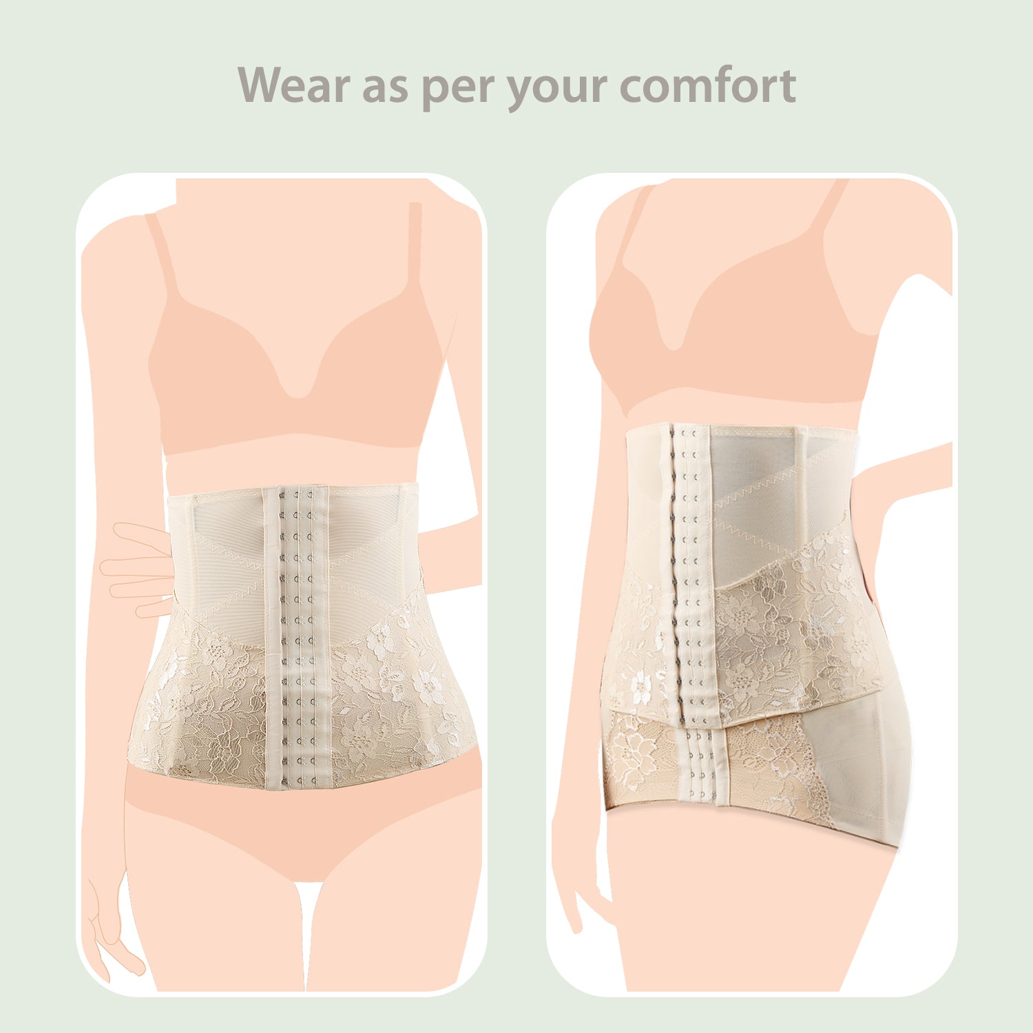 SUNVENO 2 in 1 Body Shaper Combo - Beige, XL