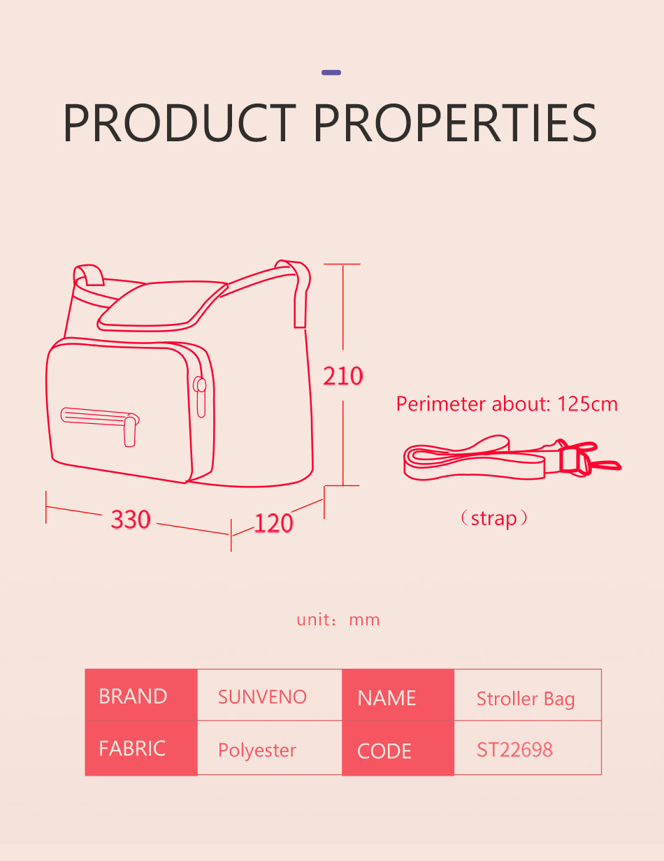 SUNVENO Baby Stroller Organizer/Bag - Yellow wave