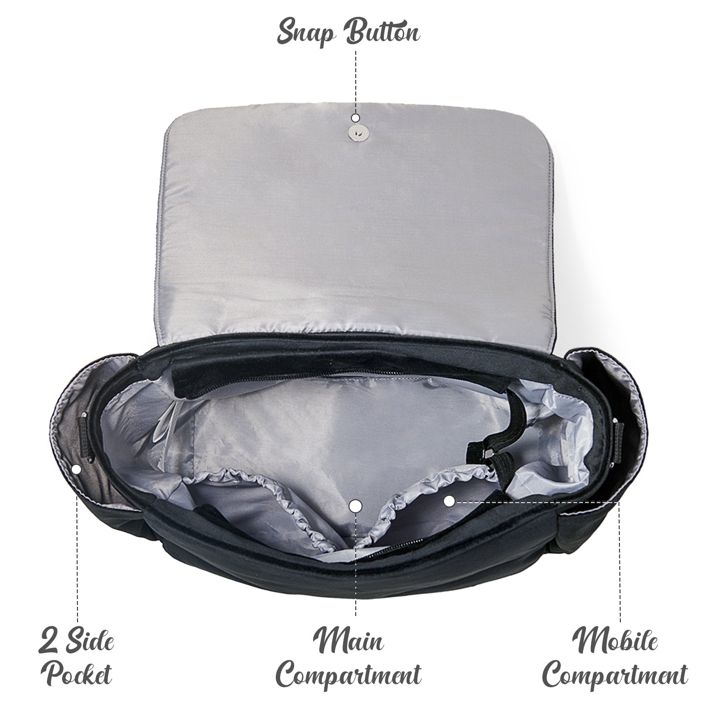 SUNVENO Velvet Stroller Diaper Bag - Black