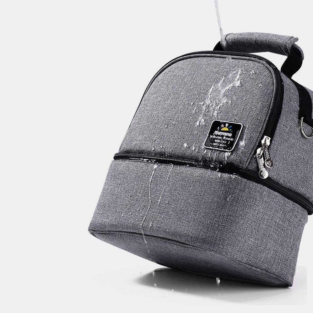 SUNVENO - Mamma Diaper & Breast Pump Bottle Bag Set - Black