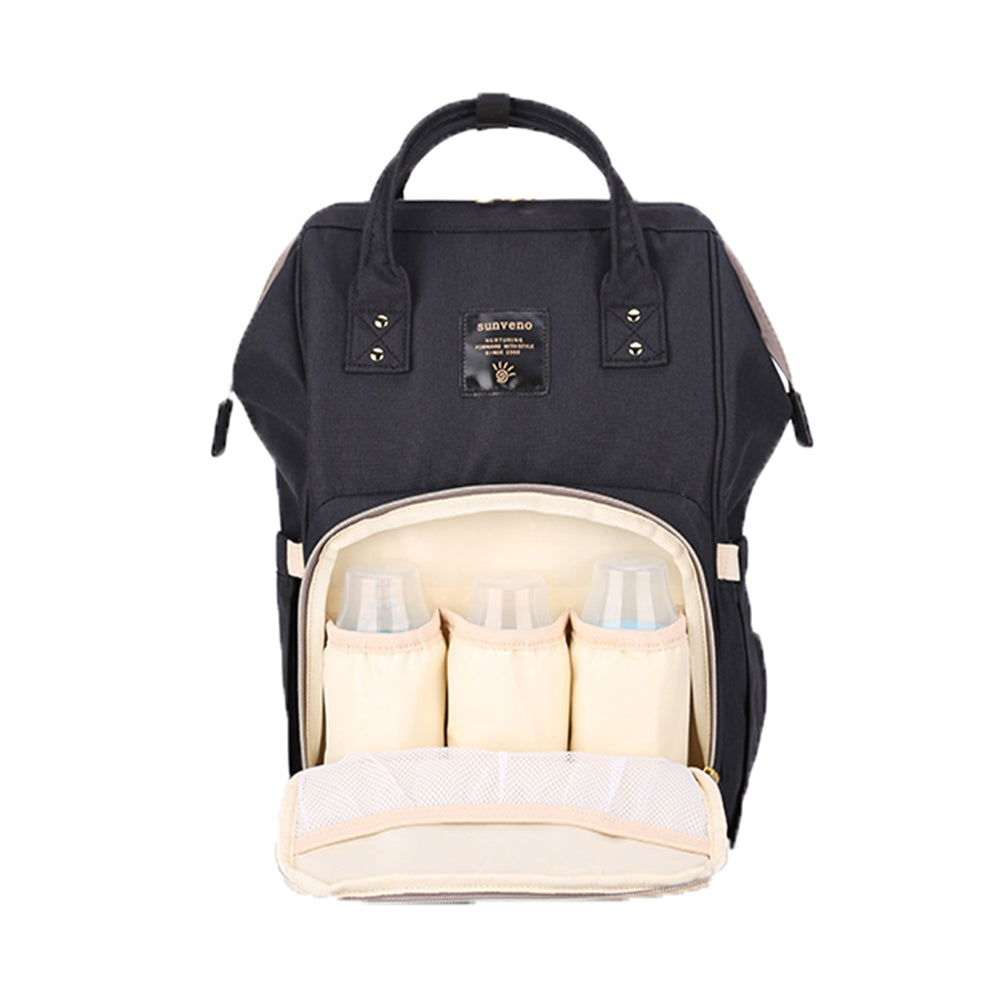 SUNVENO - Mamma Diaper & Breast Pump Bottle Bag Set - Black