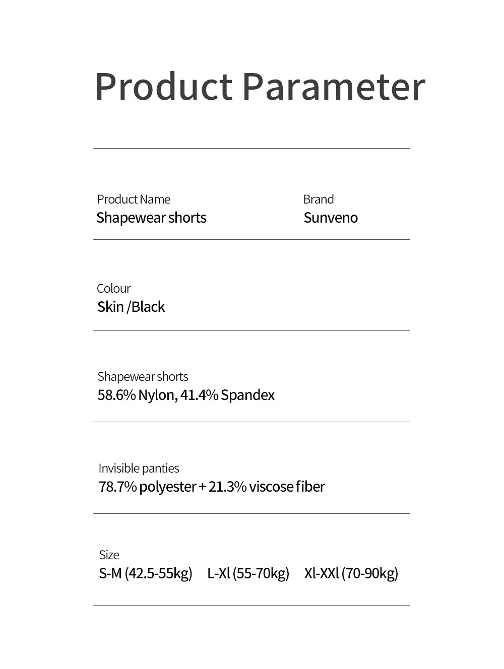 SUNVENO 5D Shapewear Panty Black - S - M