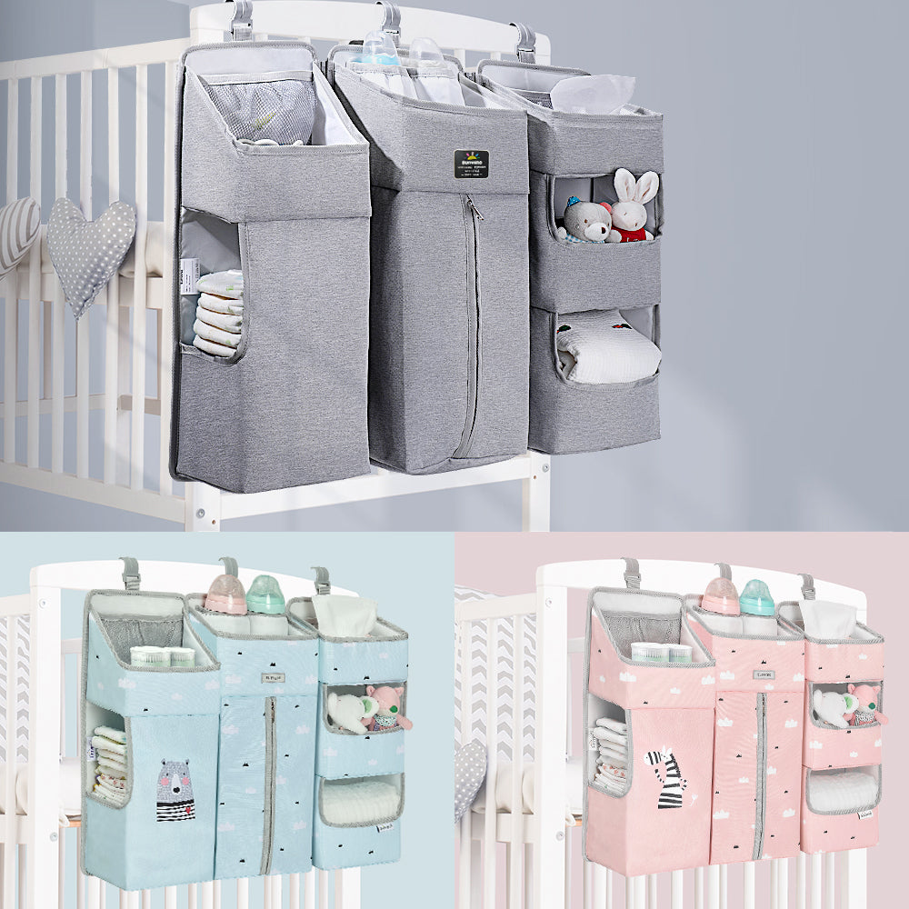 SUNVENO Baby Bedside Portable Crib Organizer - Grey