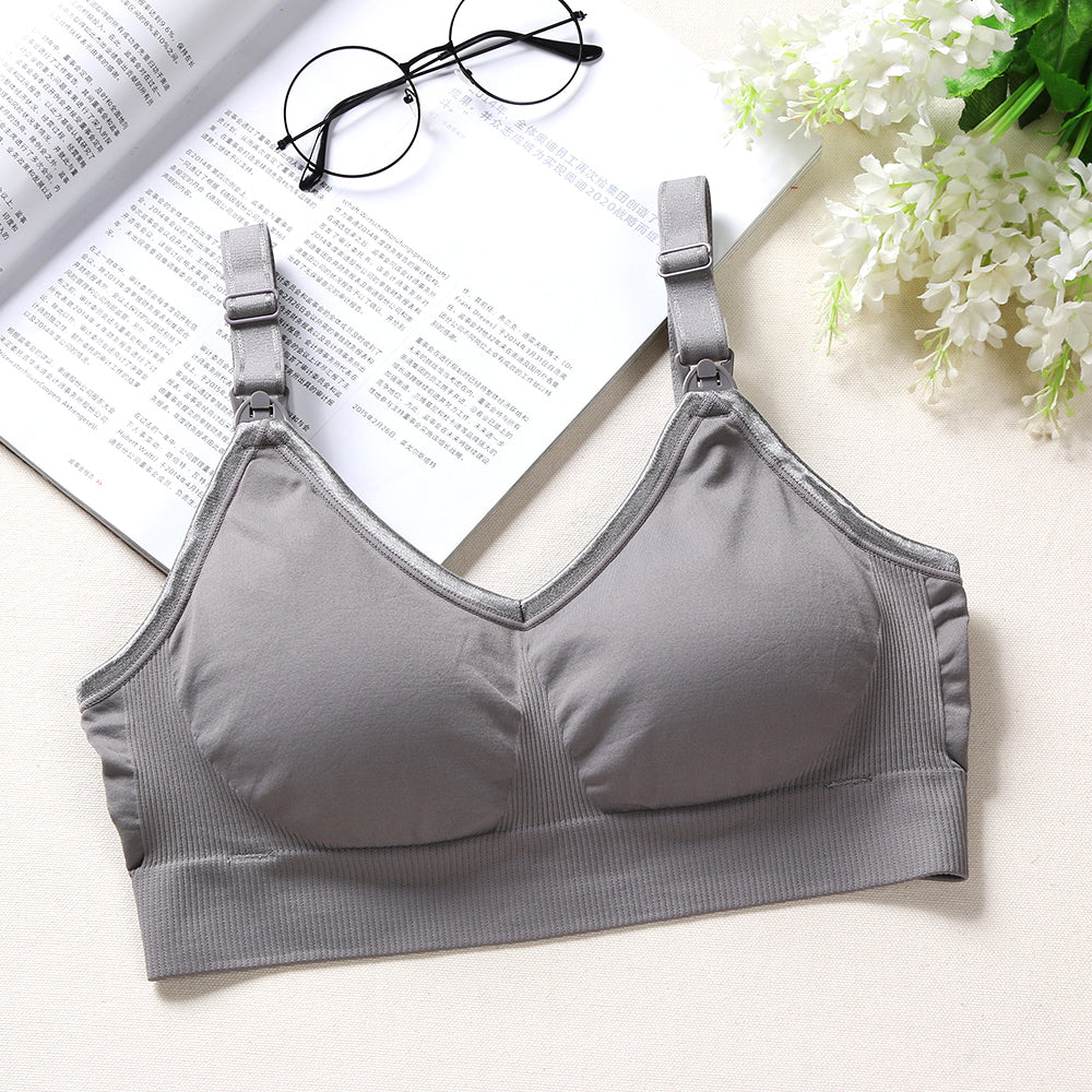 SUNVENO Breastfeeding Nursing Bra - Grey 90B