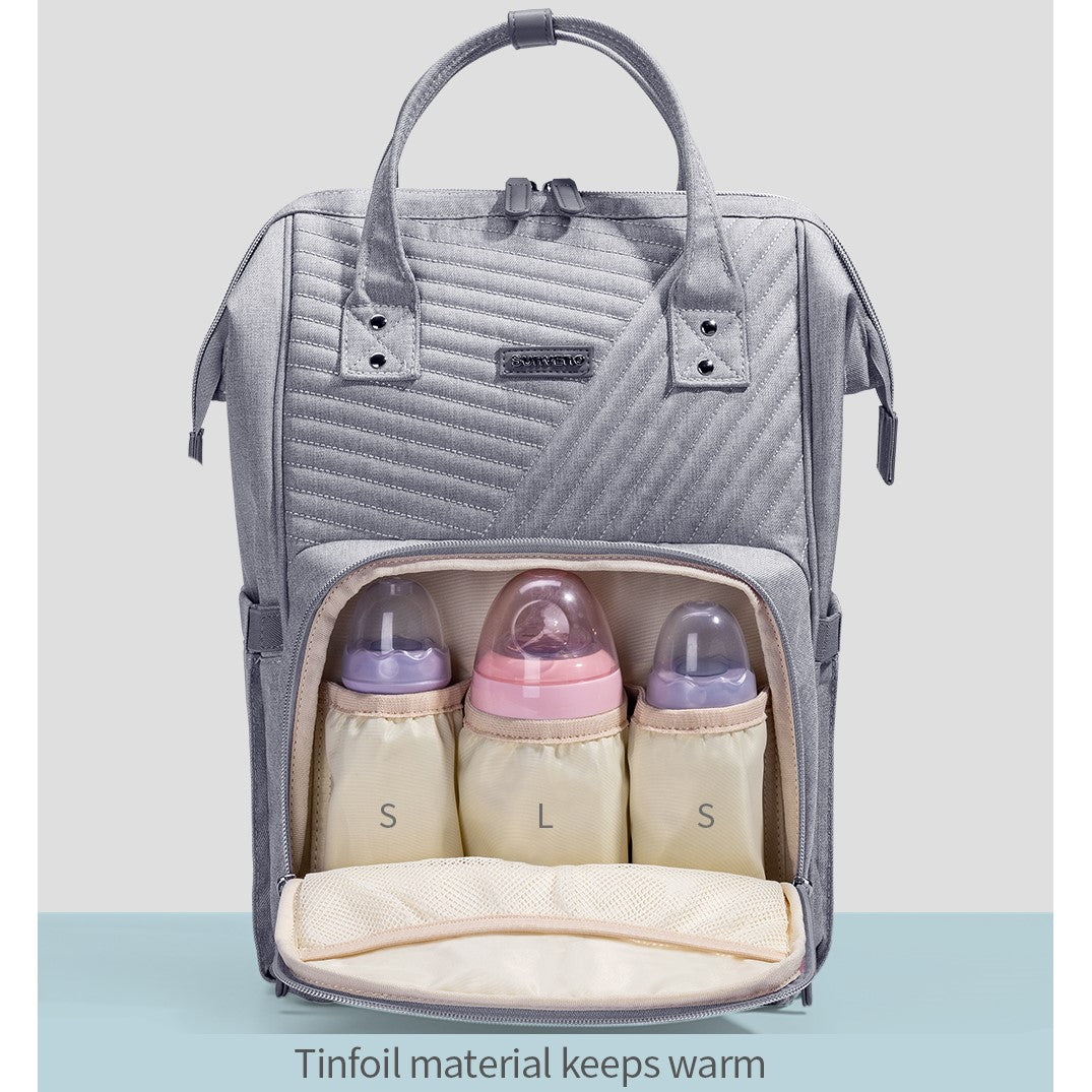 SUNVENO Diaper Bag - Nova Grey + Stroller Hooks