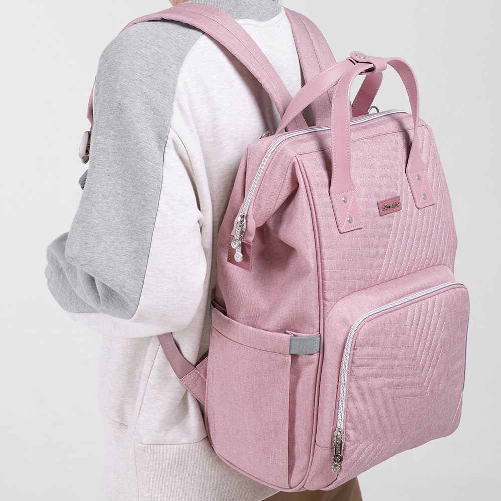 SUNVENO Diaper Bag - Nova Pink + Stroller Hooks