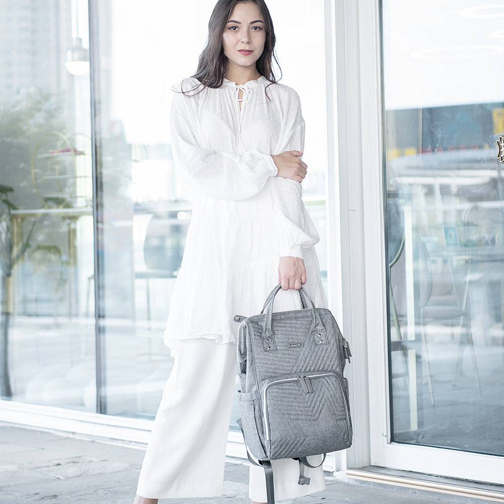 SUNVENO Diaper Bag + Diaper Caddy - Nova Grey