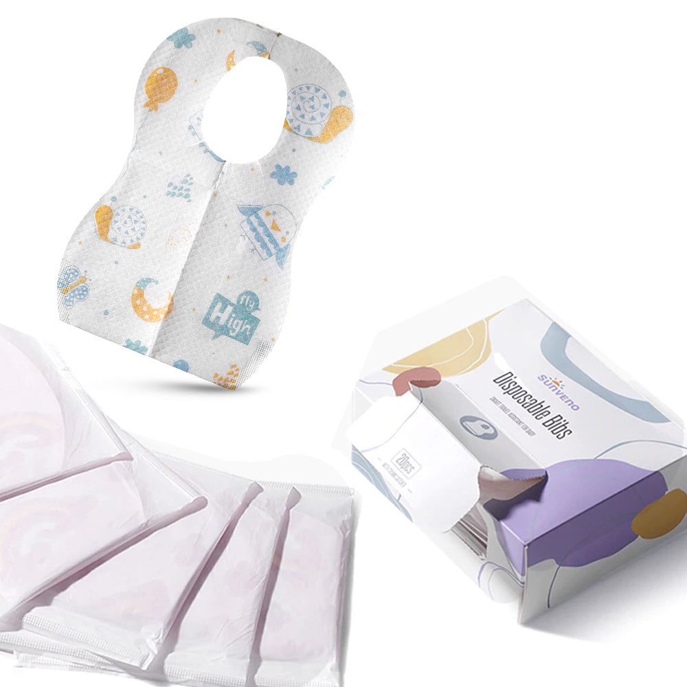 SUNVENO Disposable Baby Bibs - 20 pcs - Blue