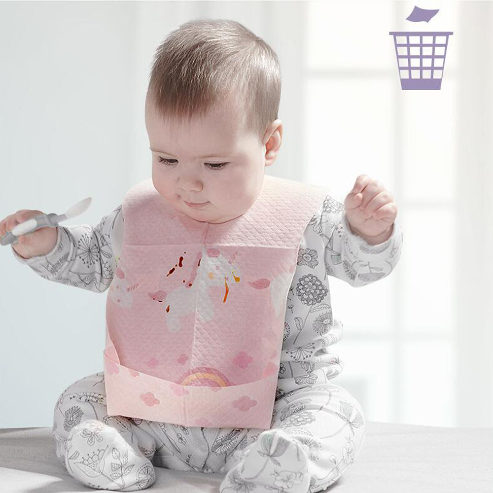 SUNVENO Disposable Baby Bibs - 20 pcs - Pink