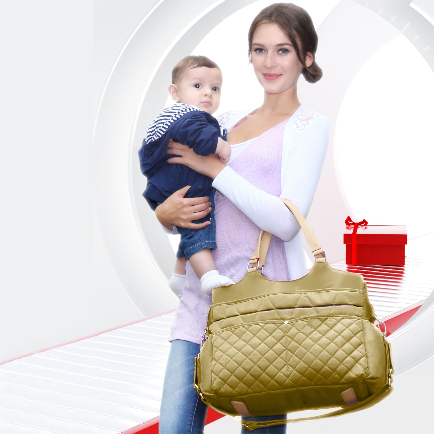 SUNVENO Fashion Diaper Bag - Khaki