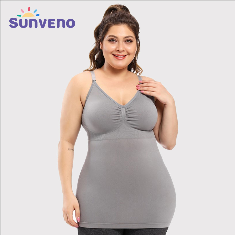 SUNVENO Maternity Nursing Tank Top - Grey L