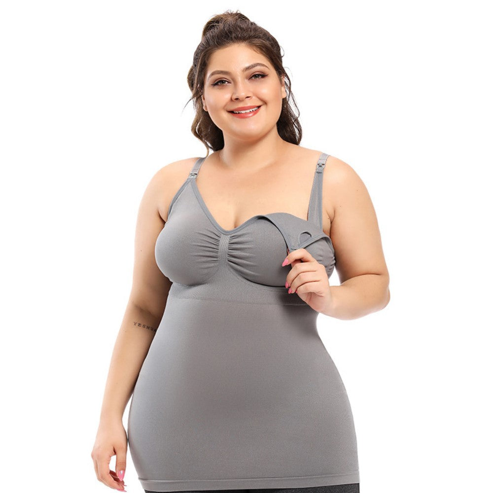 SUNVENO Maternity Nursing Tank Top - Grey XL