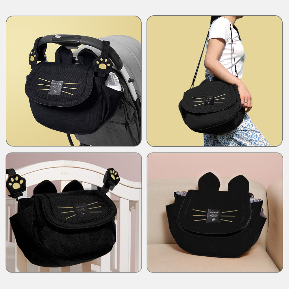 SUNVENO Meow Stroller Diaper Bag - Black