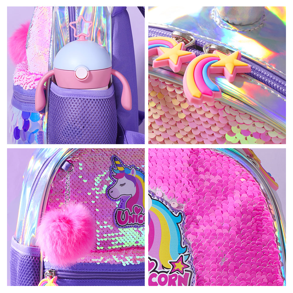 SUNVENO Unicorn Sparkle Backpack - Pink