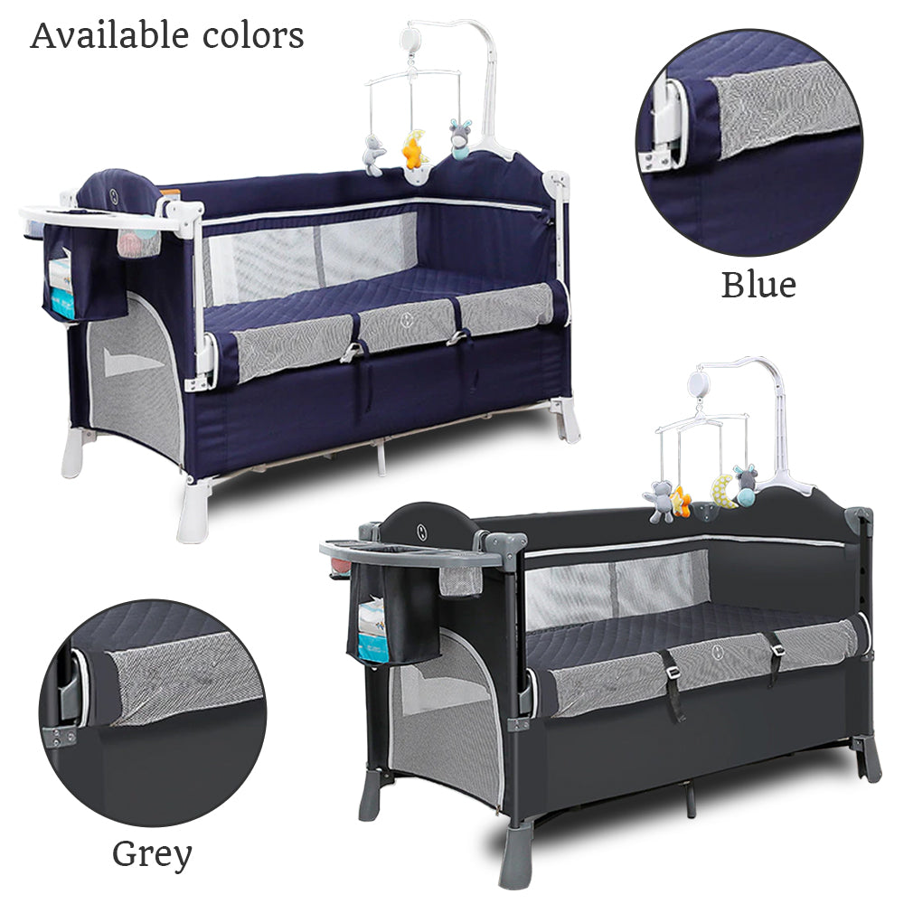 TEKNUM 4 in 1 Baby Bedside Co - Sleeper Bassinet and Playpen wt Rocker Navy Blue