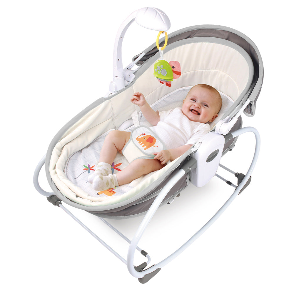 TEKNUM 6 - in - 1 Cozy Rocker Bassinet with Wheels, Awning & Mosquito net - Grey