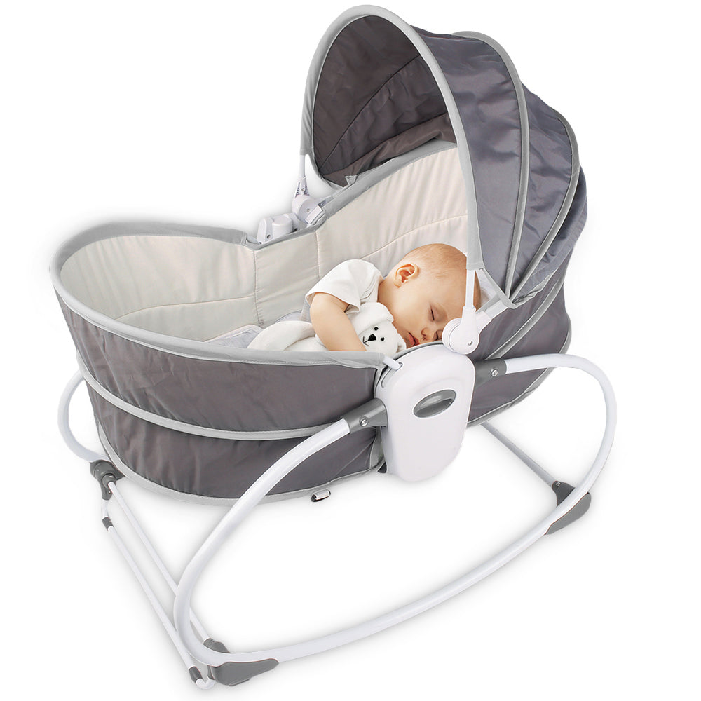 TEKNUM 6 - in - 1 Cozy Rocker Bassinet with Wheels, Awning & Mosquito net - Grey