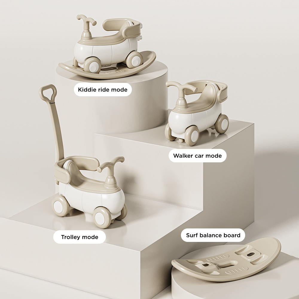 TEKNUM 5-in-1 Rocking Horse/Push Car/Balance Bike - White