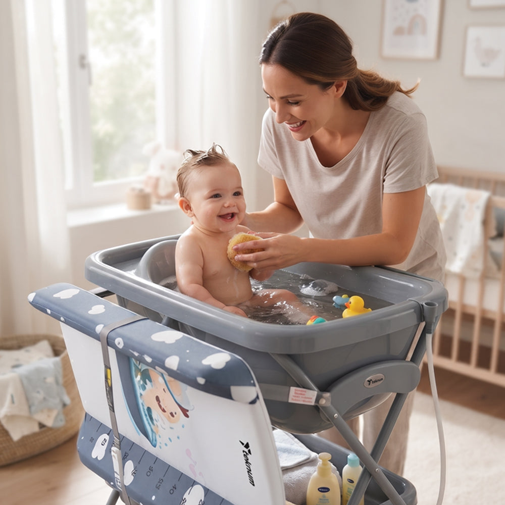 Teknum 2-in-1 Baby Bath & Changing Table - Dark Grey