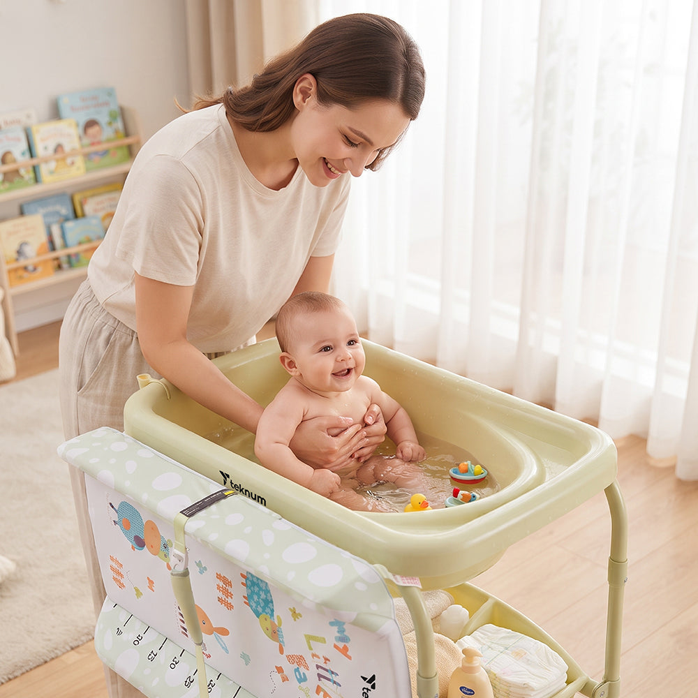 Teknum 2-In-1 Bath Tub & Changing Table - Green