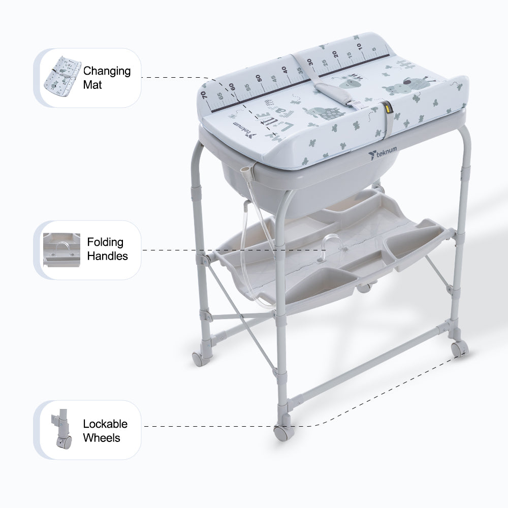 Teknum 2-In-1 Bath Tub & Changing Table - Grey