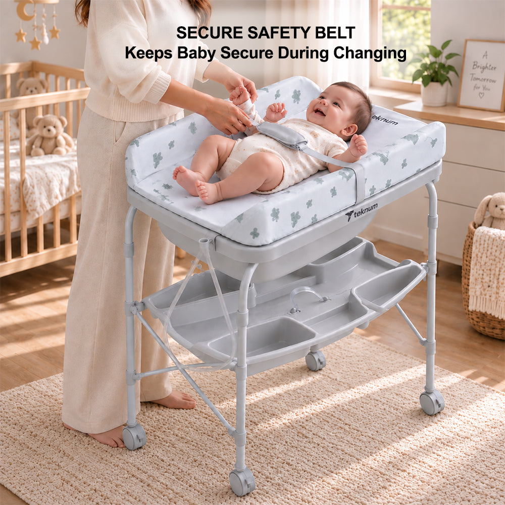 Teknum 2-In-1 Bath Tub & Changing Table - Grey