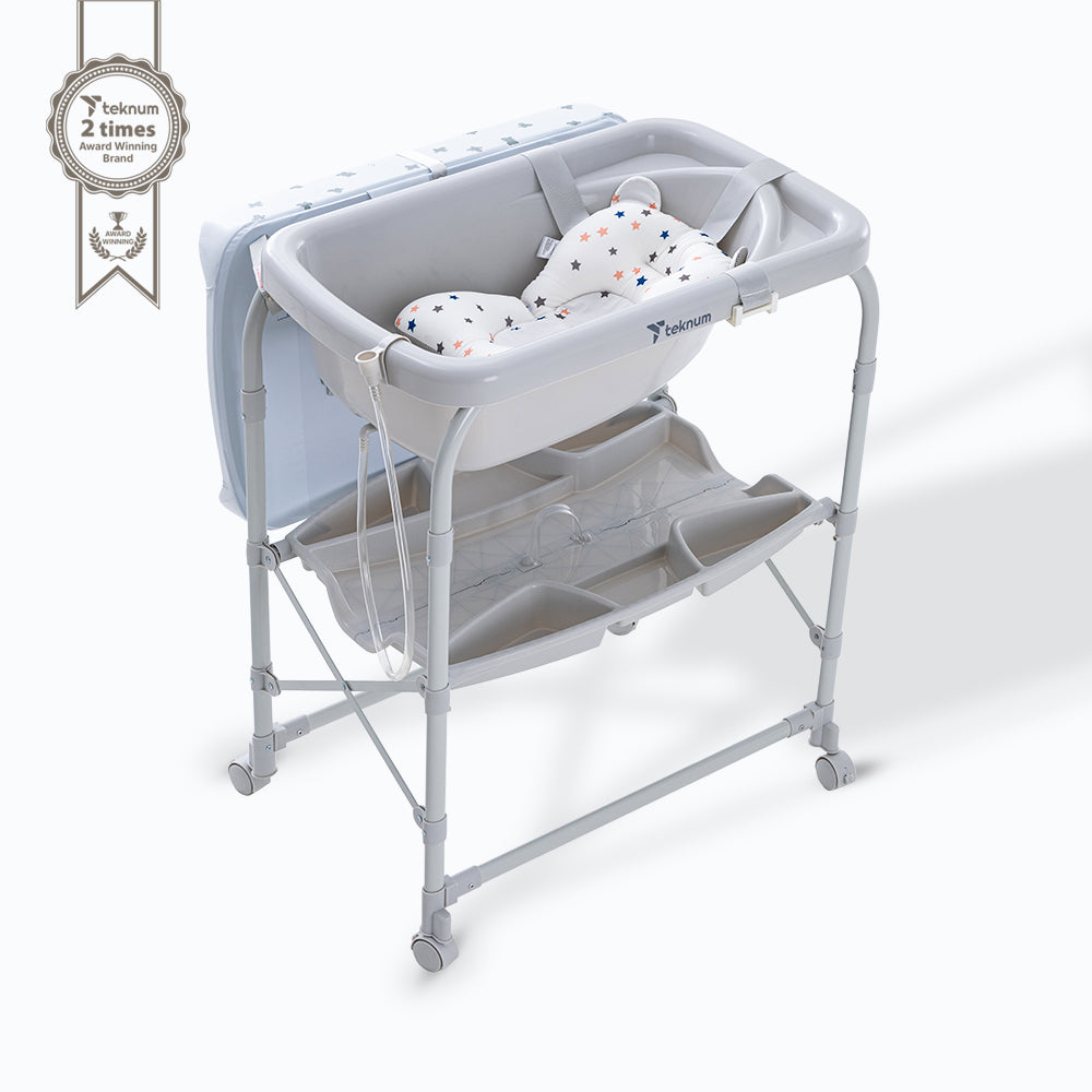 Teknum 2-In-1 Bath Tub & Changing Table - Grey