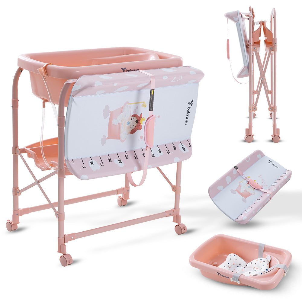 Teknum 2-In-1 Bath Tub & Changing Table - Pink