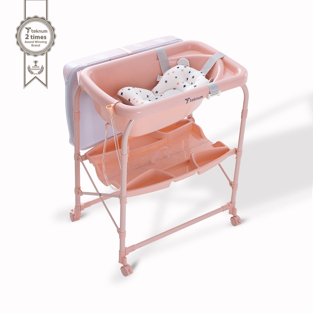 Teknum 2-In-1 Bath Tub & Changing Table - Pink