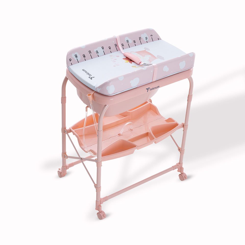 Teknum 2-In-1 Bath Tub & Changing Table - Pink