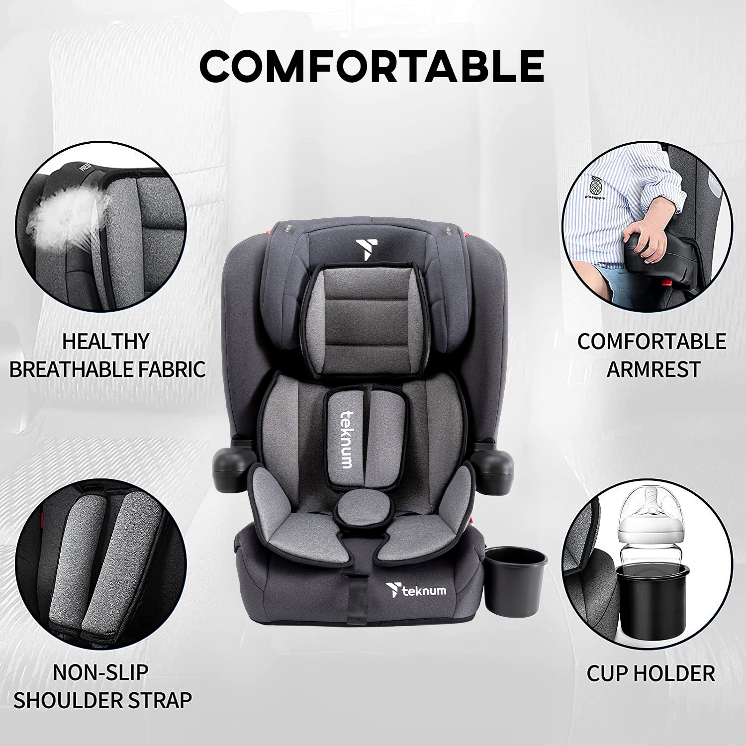 TEKNUM Pack and Go Foldable Car Seat Grey
