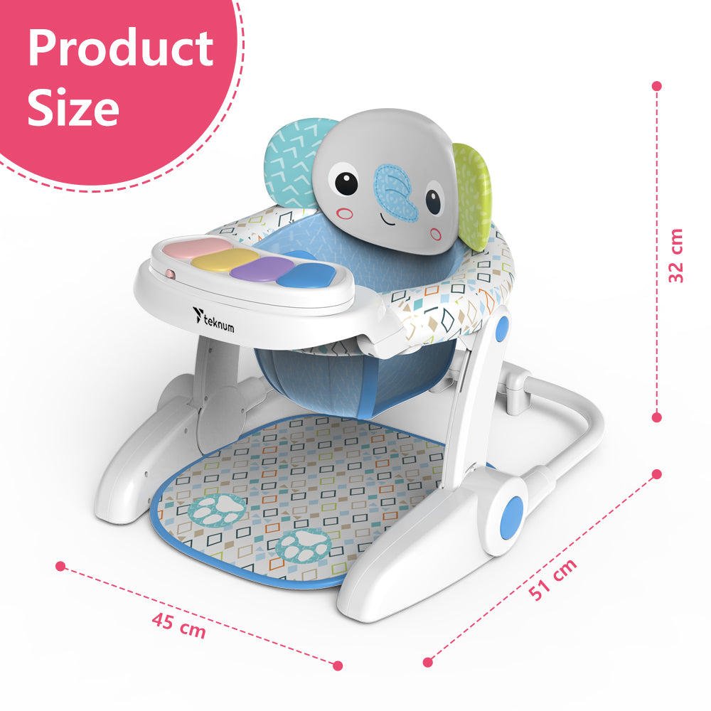 TEKNUM Baby Portable Dining Feeding Chair and Recliner Activity Chair - Elephant