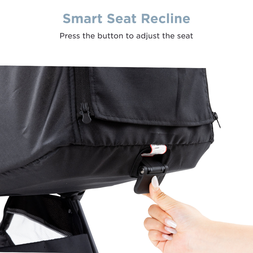 Teknum Explorer 4 Cabin-Friendly Stroller – One-Hand Auto-Fold Reclining Baby Stroller, Black