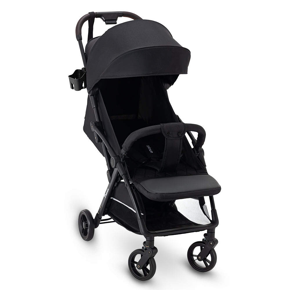 Teknum Explorer 4 Cabin-Friendly Stroller – One-Hand Auto-Fold Reclining Baby Stroller, Black