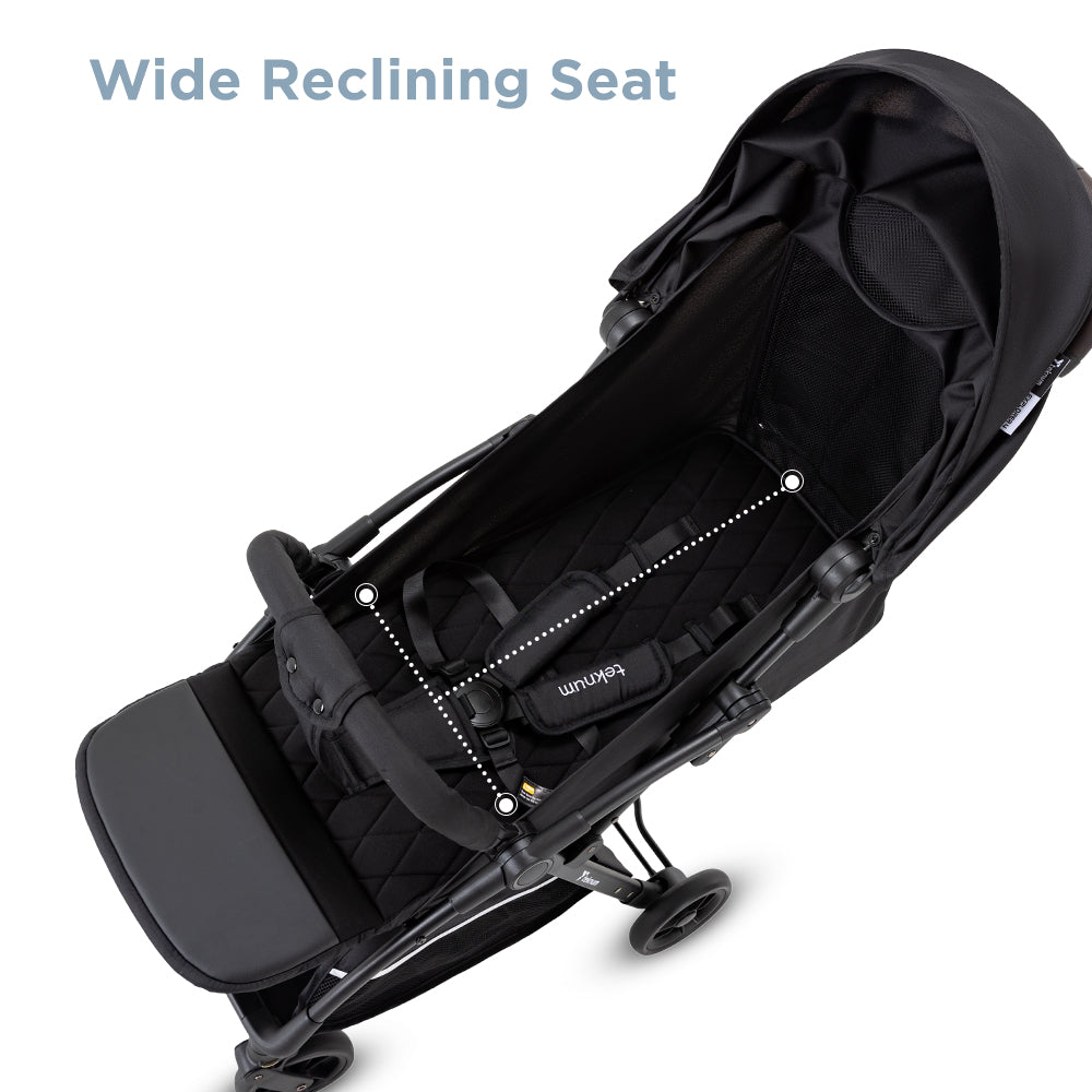 Teknum Explorer 4 Cabin-Friendly Stroller – One-Hand Auto-Fold Reclining Baby Stroller, Black