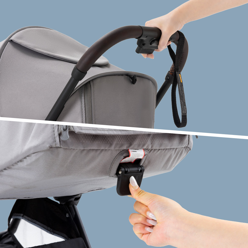 Teknum Explorer 4 Cabin-Friendly Stroller – One-Hand Auto-Fold Reclining Baby Stroller, Grey